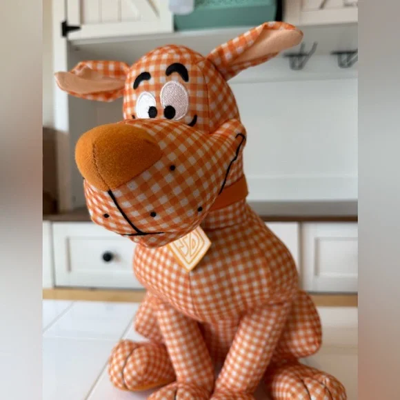 Vintage Scooby Doo Y2K Orange Gingham Plush Stuffed Animal Hanna-Barbera - Picture 10 of 12